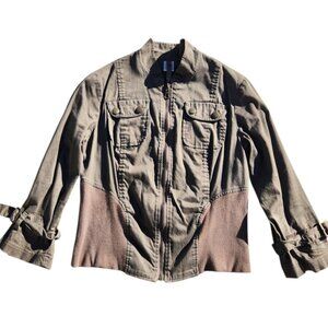 XCVI Utility Military Style Jacket  Size S Small Women's Full Zip Olive Green Br